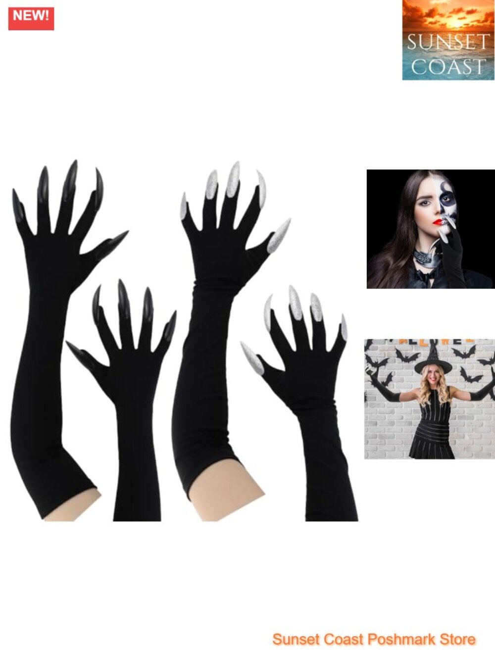 Cat Claw Gloves 2 Pairs Halloween Costume Paw Gloves with Attached Nails Cosplay
